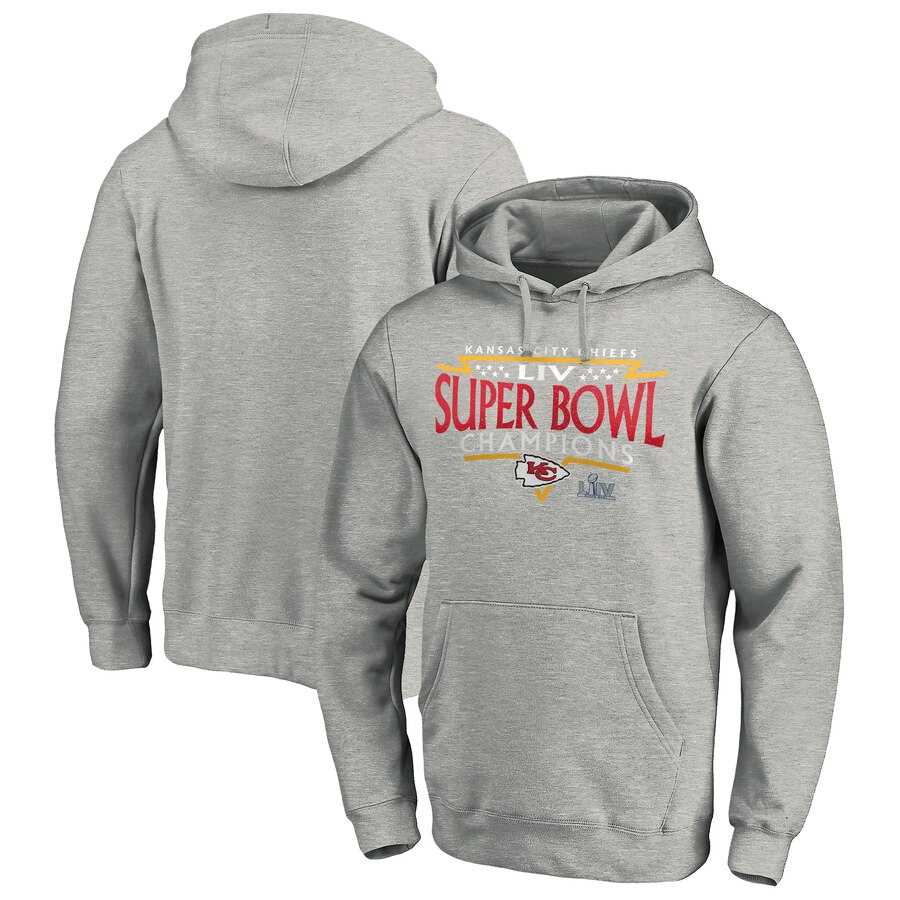Kansas City Chiefs NFL Pro Line by Fanatics Branded Super Bowl LIV Champions Neutral Zone Pullover Hoodie Heather Gray,We sell and wholesale Kansas City Chiefs NFL Pro Line by Fanatics Branded Super Bowl LIV Champions Neutral Zone Pullover Hoodie Heather Gray on line form chian!